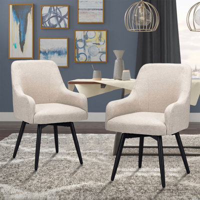 Duanesburg 33.6" Wide Linen Swivel Armchair by Brayden Studio