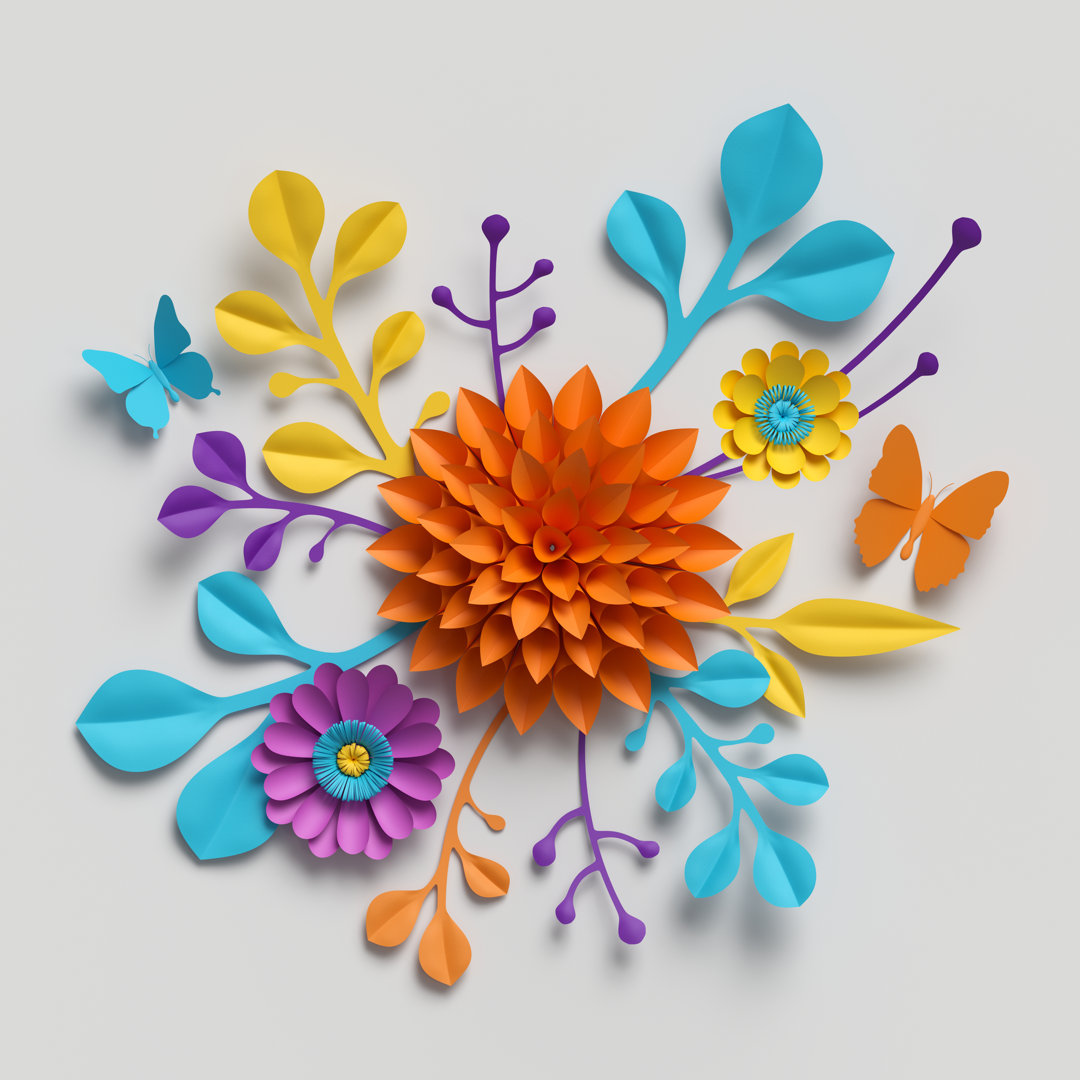 Leinwandbild Paper Flowers Bouquet von Wacomka