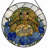 7.8"H Turtle Flowers Stained Glass Window Panel-1112817100