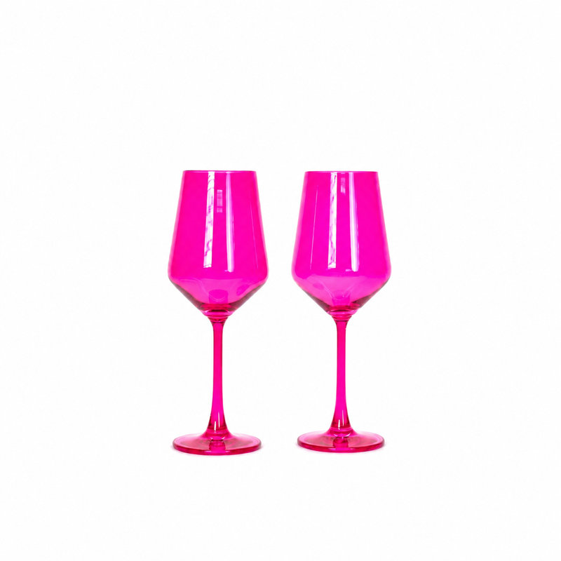 Verre à vin rose vif chaud - ensemble de 2 - tiges, Pink