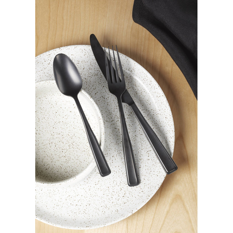 Oneida Reid Satin 20 Piece Flatware Set, Black