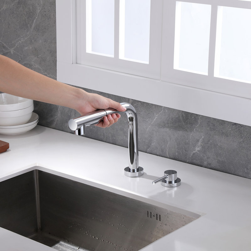 Robinet d'évier de cuisine, robinets de cuisine escamotables avec bec pivotant, S6127PR-XX-WF, Chrome