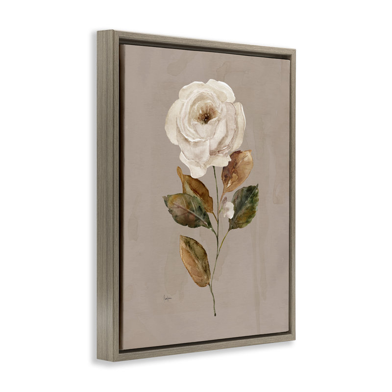 «Rose Bud», art mural encadré flottant, par Livi Finn, H 21 po x l 17 po, Cadre flottant orme Montalcino