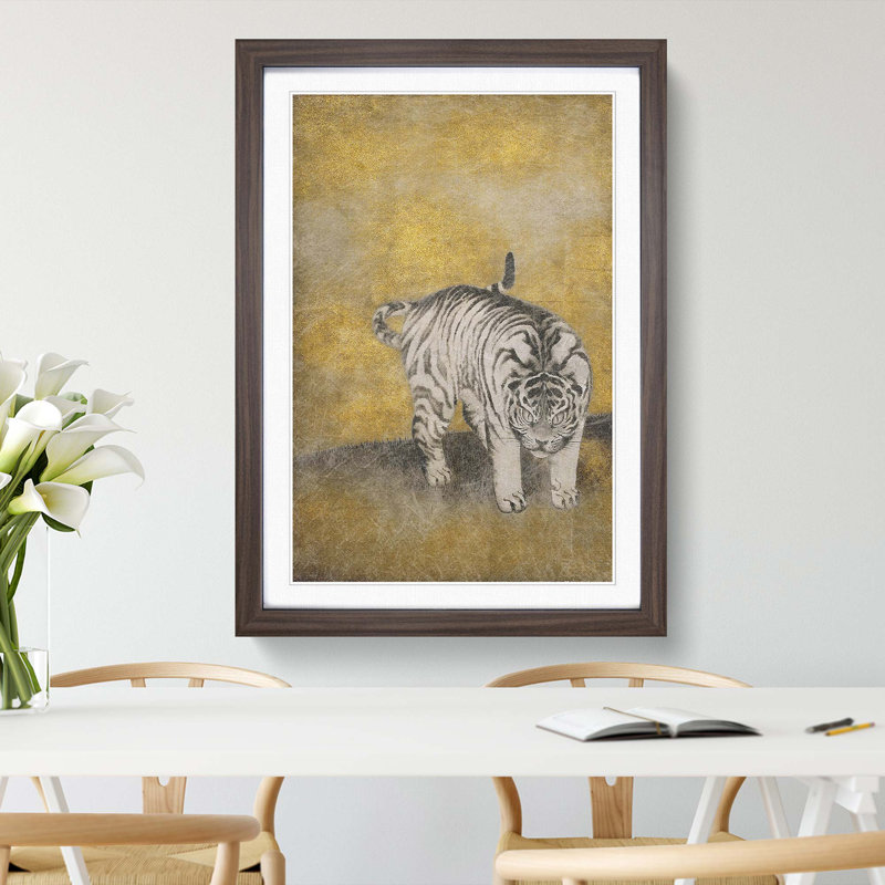 White Tiger - Framed Print, 36cm H x 27cm W x 2cm D, Walnut Framed