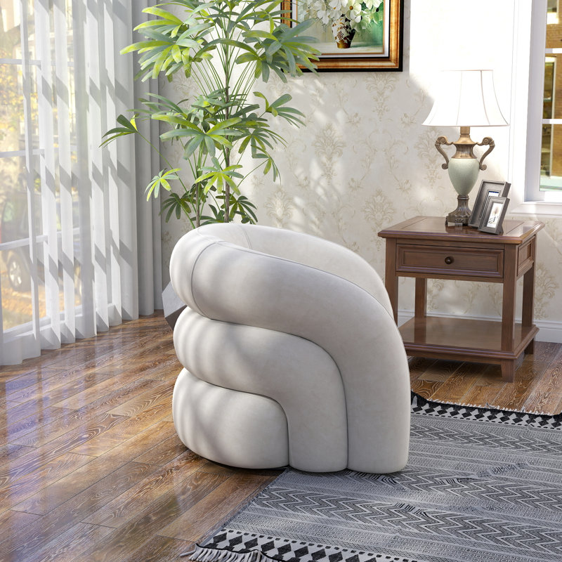 Fauteuil demi-tonneau pivotant Bricyn, Blanc