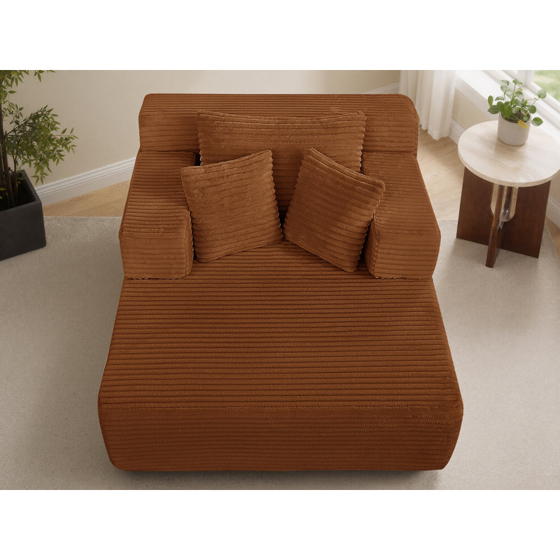 Chaise longue surdimensionnée rembourrée, aucun assemblage requis, Orange
