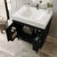 Meuble-lavabo moderne de 29,9 po avec pieds en métal, armoire à grain de bois noir, comptoir en marbre et lavabo en céramique, boutons dorés, sans miroir-271607000-284347315