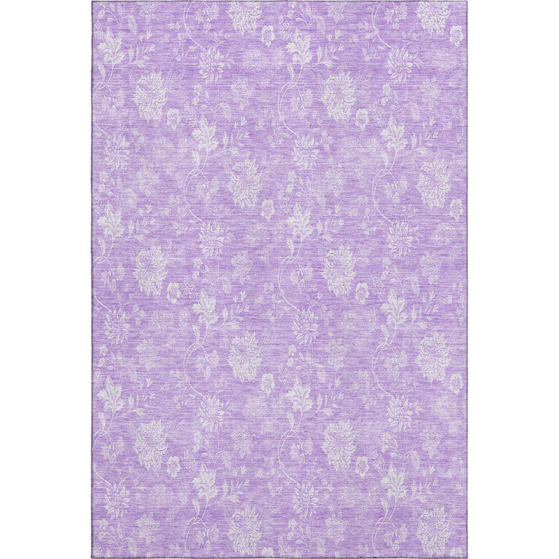 Premium Machine Washable Prisco Lilac Rug, Rectangle 3' x 5'