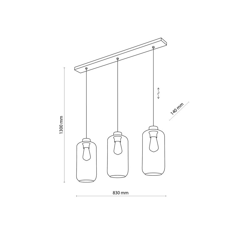 Lampa Wiszaca Bobbye Grafitowy 3 x E27