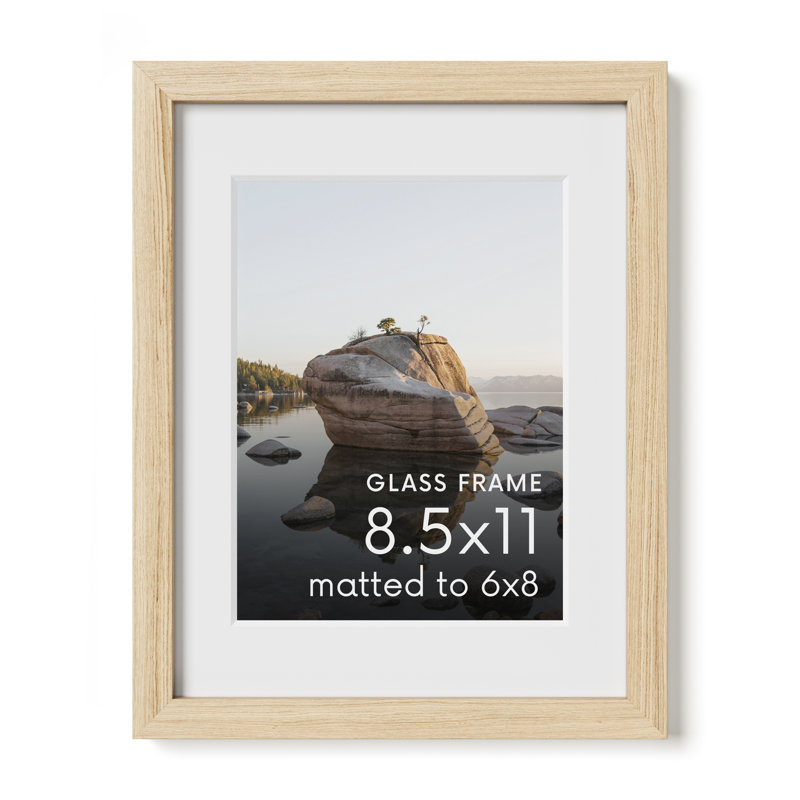 Cadre photo en bois massif avec verre, Beige, L 8,5 po x H 11 po