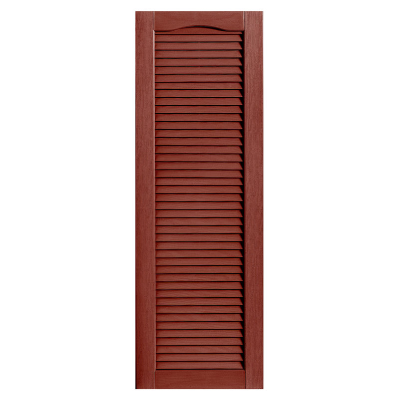 Paire de volets à persiennes cathédrale style pleine longueur ouverts, Rouge, 16 po, 59 po