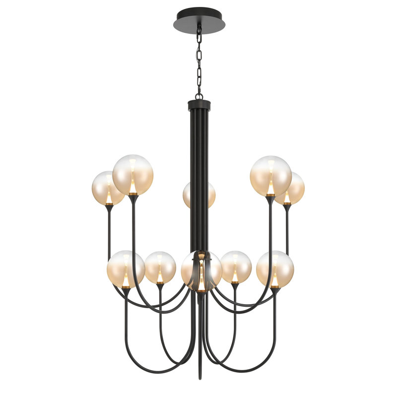 Lustre transparent 40 po Iissa, Noir / ambre