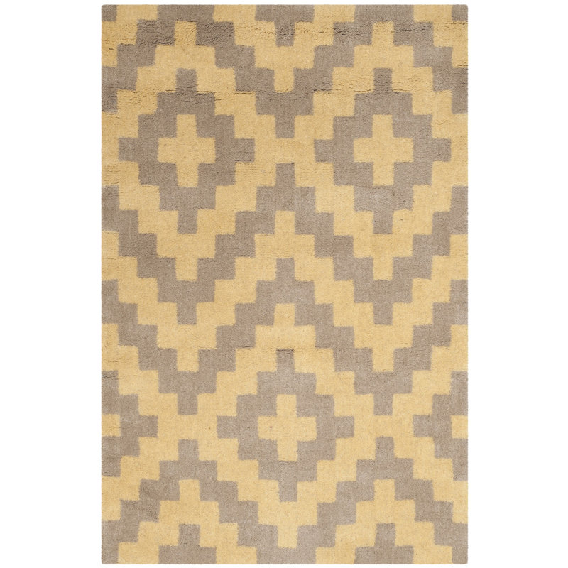 Sanyla Hand Tufted Wool Chevron Rug, Rectangle 2' x 3'