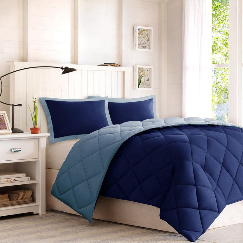 Édredon 100% microfibre 3M avec rembourrage et courtepointe réversible à fermeture à glissière à motif de losanges