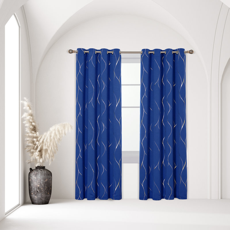 Valmar Blackout Curtain Pair, Width 117 x Drop 138cm, Royal Blue