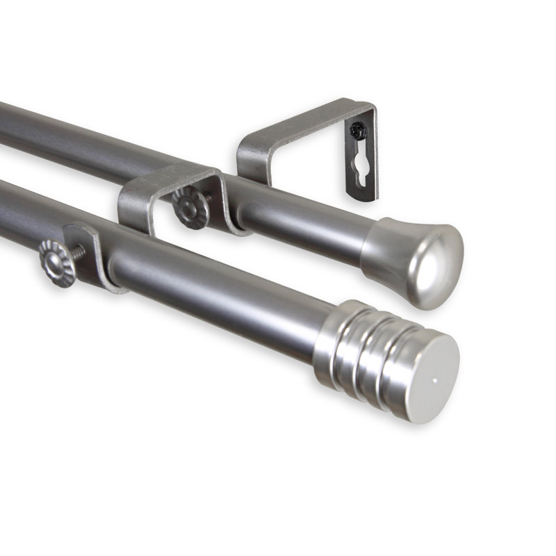 Tringle à rideaux double Shanelle, De 28 po à 48 po de largeur, Nickel satiné