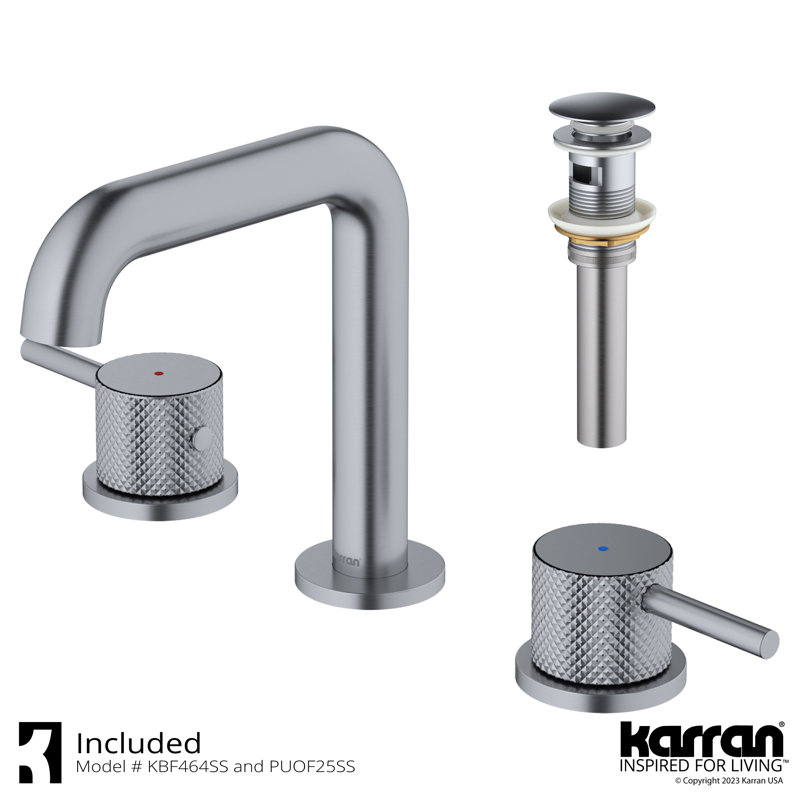 Tryst 2-handle Bathroom Faucet with Drain Assembly, Stainless Steel
