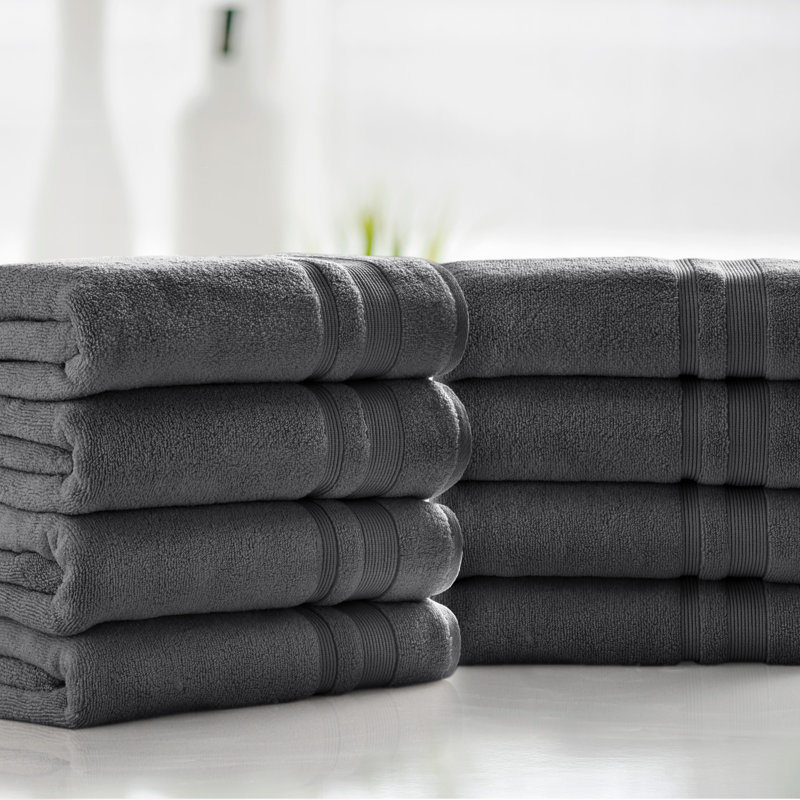 Ensemble de serviettes de bain en coton 8 pièces Kathy Ireland, Gris, 8