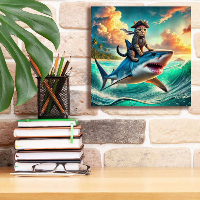 Art mural sur toile Highland Dunes «Fearless Cat Pirate» par Rey Klimt, H 12 po x l 12 po