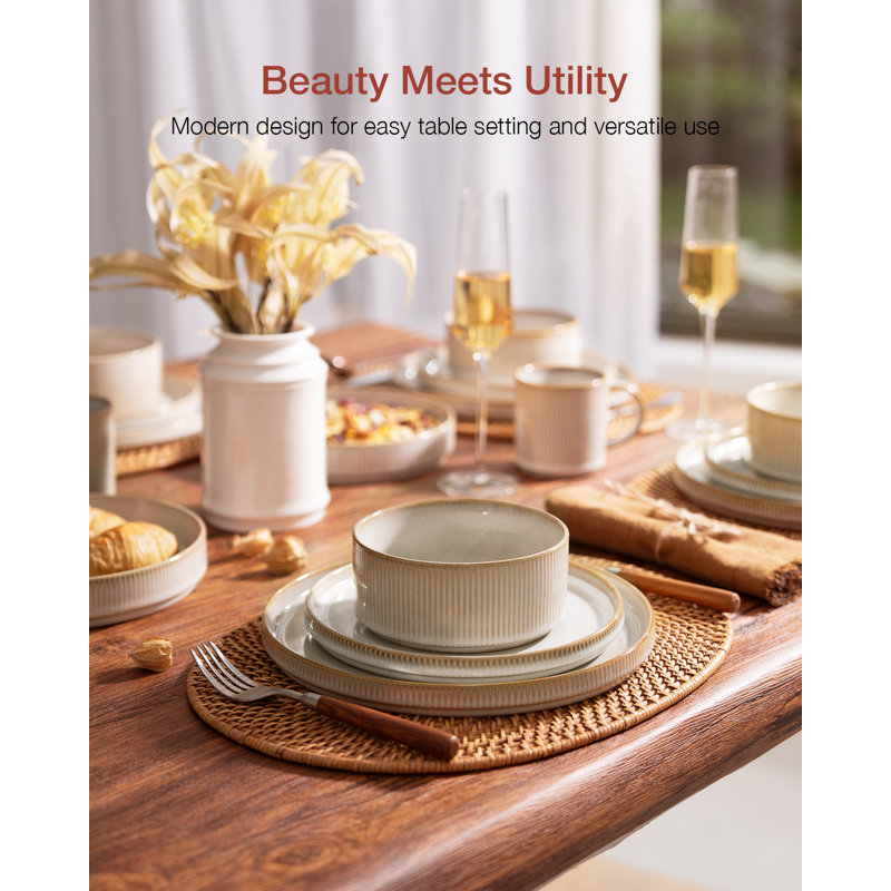 Stoneware Dinnerware Set, Service for 4 Color: Matte White Joss & Main