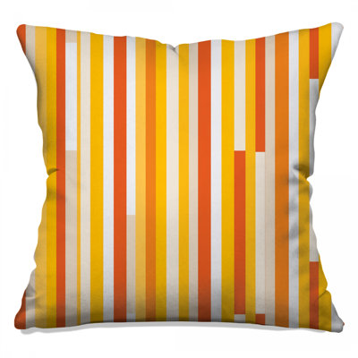 Orange Yellow Stripes Throw Pillow, Pattern Double Sided Pillows
