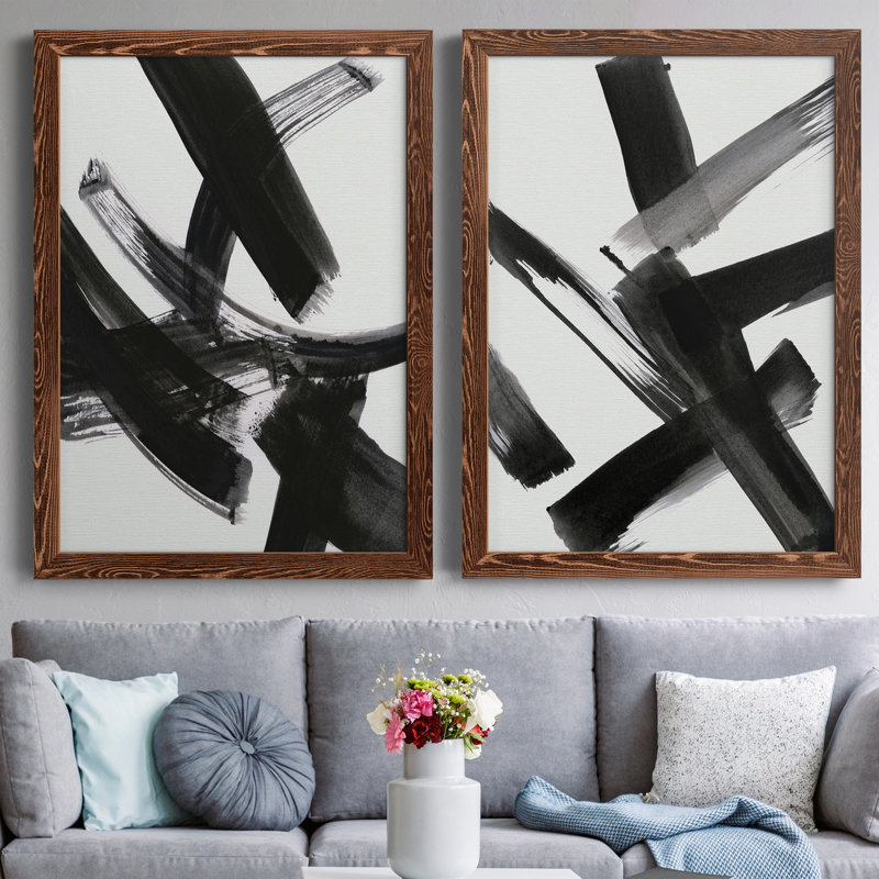 «Black Magic I», peinture sur toile 2 pièces, H 24 po x l 20 po x P 1 po, Érable encadré