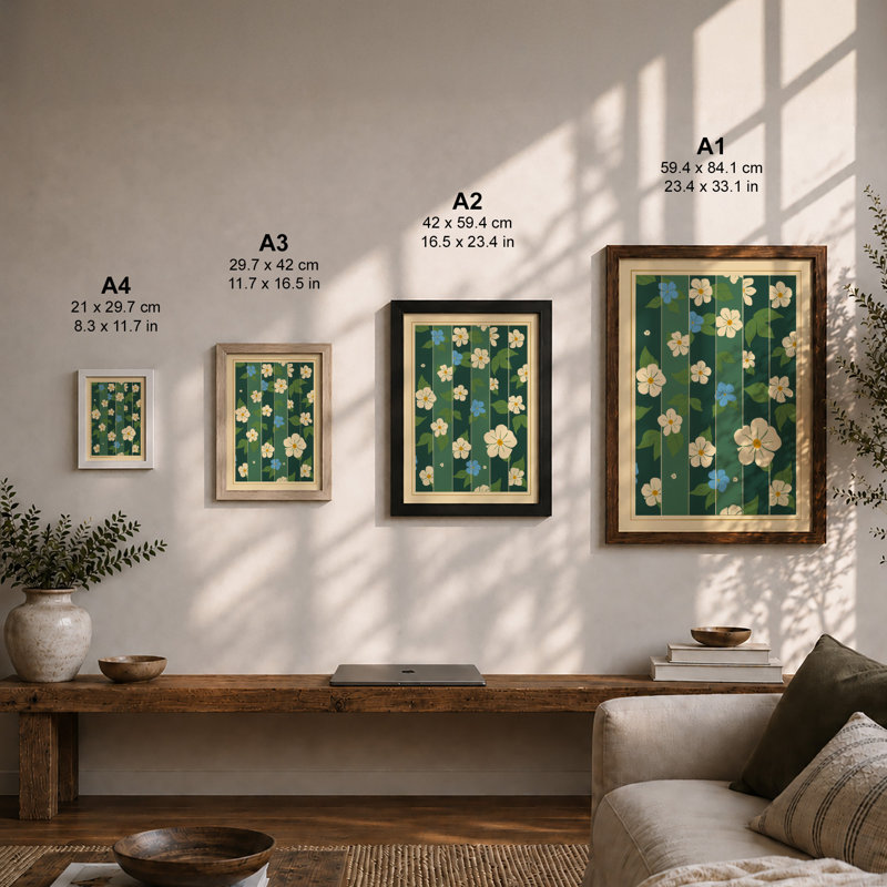 Scattered Florals Botanical - Framed Print, Unframed, A2 - 59.4 x 42.0 cm