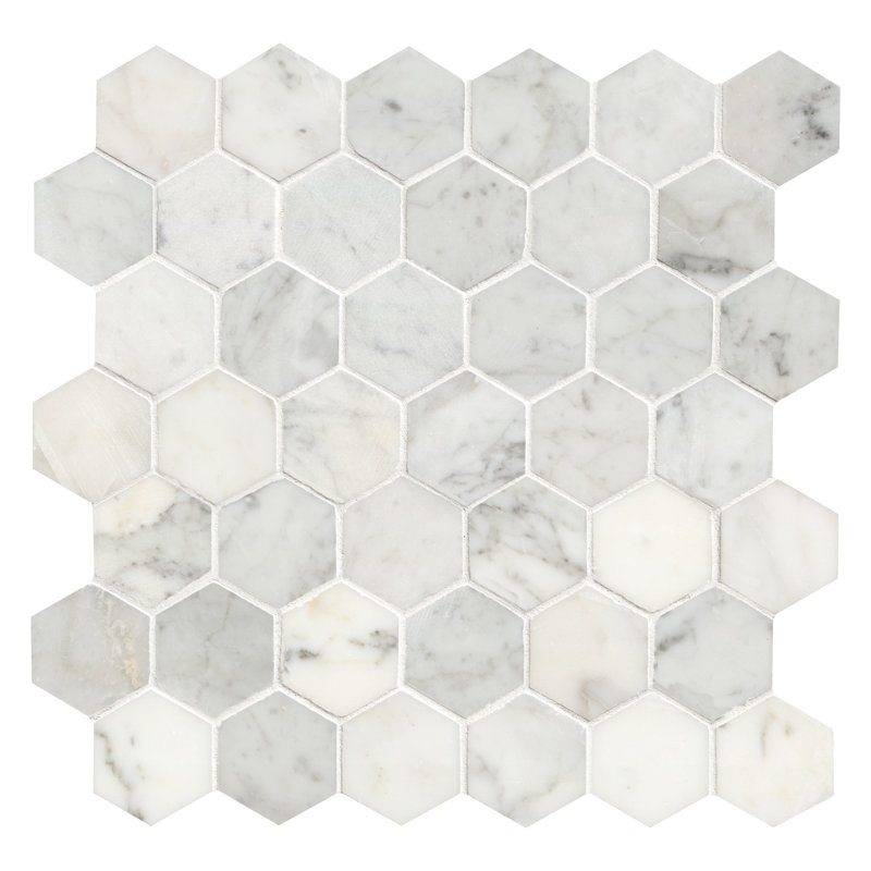 Carreau de mosaïque en marbre poli Carrara