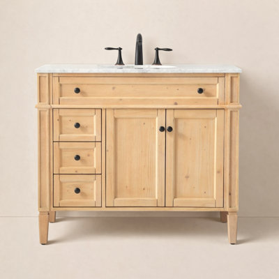 Rivers 40'' Single Bathroom Vanity with Carrara Marble Top