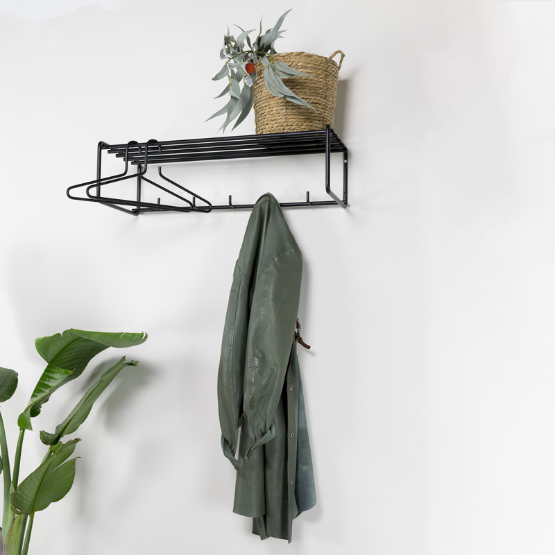 5 - Hook Wall Mounted Coat Rack, Black