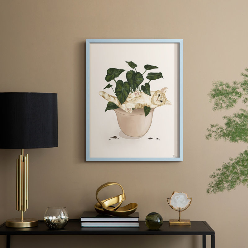 «Happy Gardening I», reproduction encadrée - bois massif, Bleu, H 21 po x l 17 po