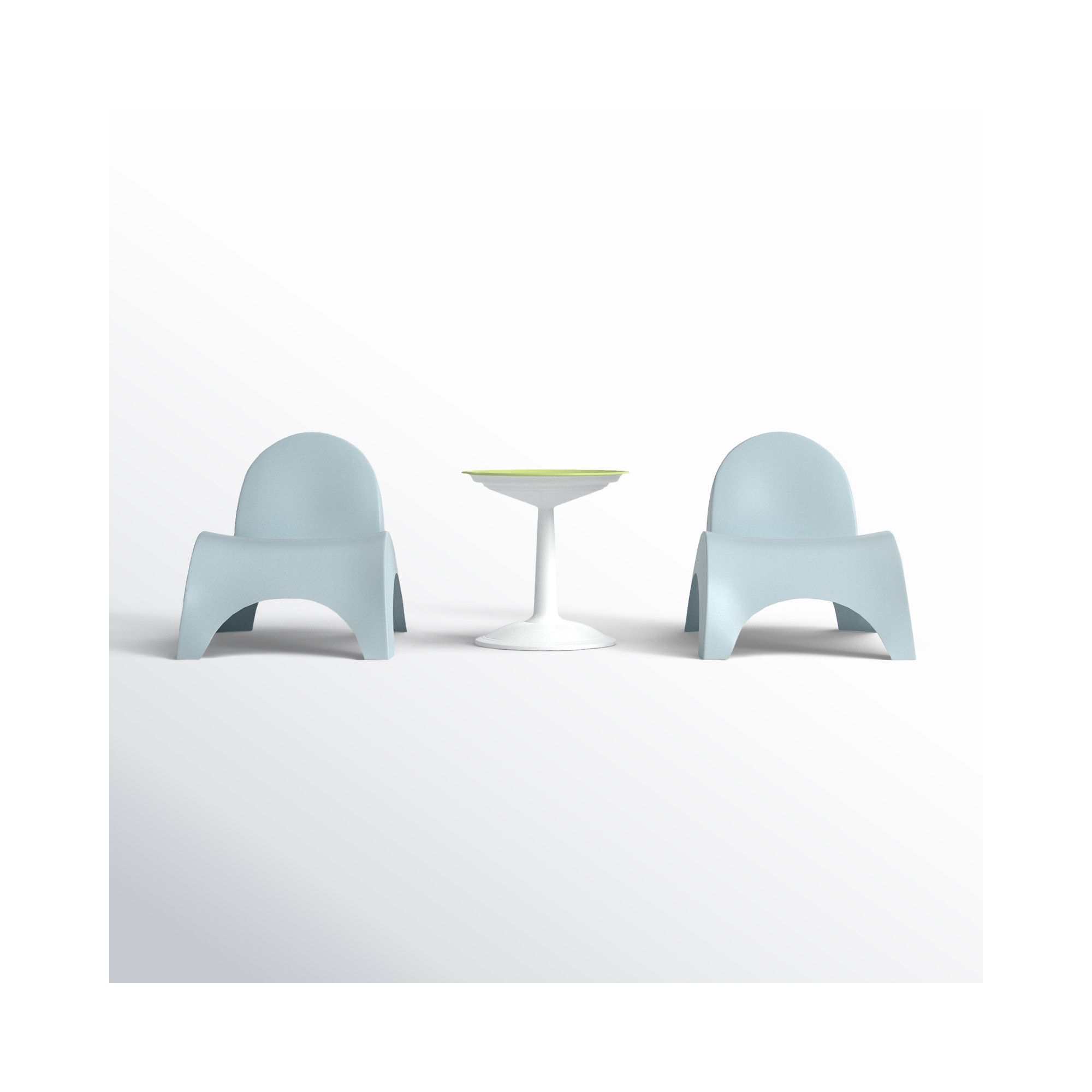 Ameswood Plastic Chaise Lounge Set with Table, Blue/Green