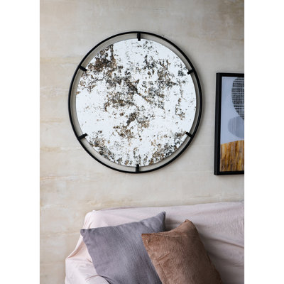 Miroir de décoration murale industriel en métal, 31,5 po x 0,7 po x 31,5 po, noir, 15,8 lb
