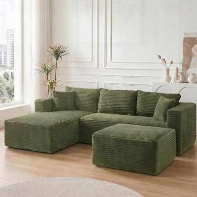 Sectional Couches for Living Room Cloud Couch Sofa with L-Shape Upholstered Boneless Modular Sectional with Chaise and Ottoman