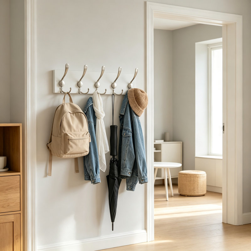 Porte-manteau mural rustique à trois crochets, style ferme, en bois, pour entrée, idéal pour sacs à dos, vestes, chapeaux et plus encore, ensemble de 2