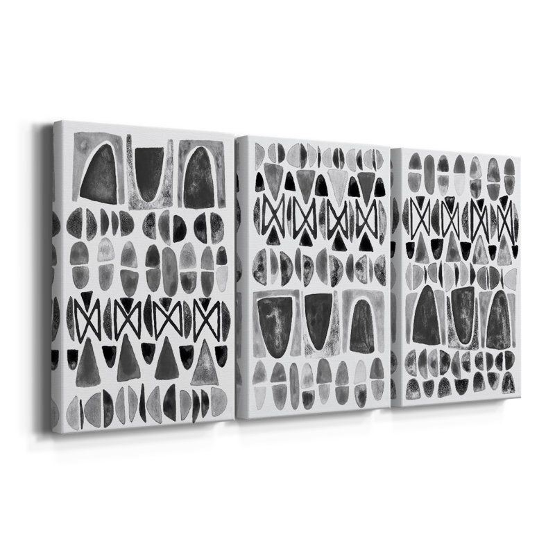 Gray Arches I - Toile tendue avec châssis sur mesure - 3 pièces, H 12 po x l 24 po