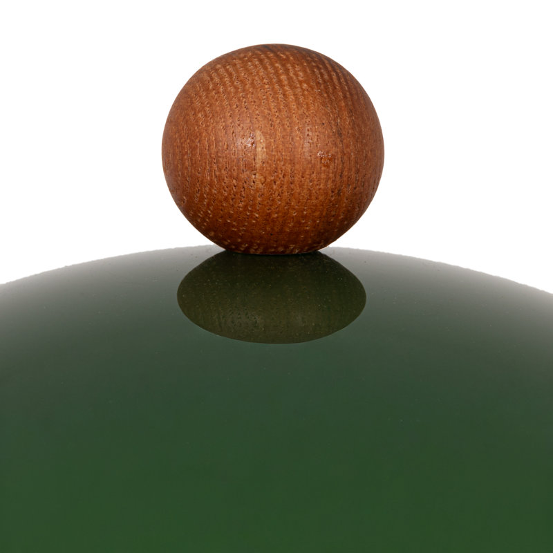 Ash Wood & Green Glass Table Lamp