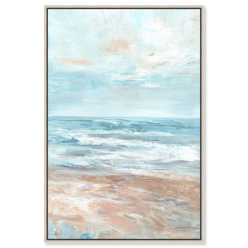 «Sparkling Riviera Coastal Art» par Art Remedy, H 45 po x l 30 po, Cadre argenté