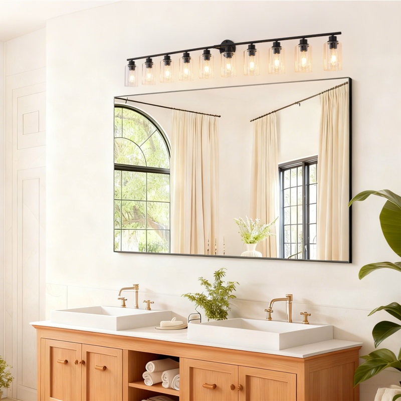 Bathroom Light Fixtures, Black Modern Vanity Lights With Clear Glass Shade, Bathroom Wall Lamp For Mirror Kitchen Living Room Hallway Cabinet Porch