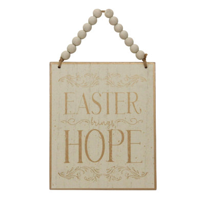 Wood/MDF Sign w/Wooden Bead Handle Home Decorations Spring