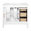 Armoire de rangement de salle de bain moderne de 36 pouces avec 3 tiroirs, portes en verre double, structure en bois massif, lavabo en céramique, apparence élégante, structure de rangement pour les articles de toilette, soins de la peau