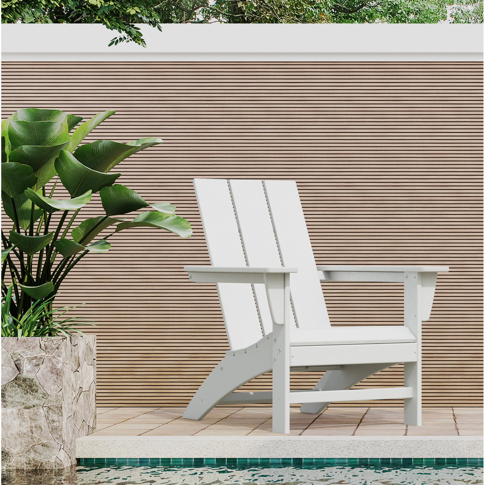POLYWOOD® Modern Adirondack Chair, White