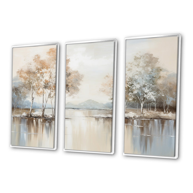 «Enchanted River Forest Minimalisme Charm», ensemble d'art mural sur toile River Decor, H 28 po x l 36 po x P 1 po