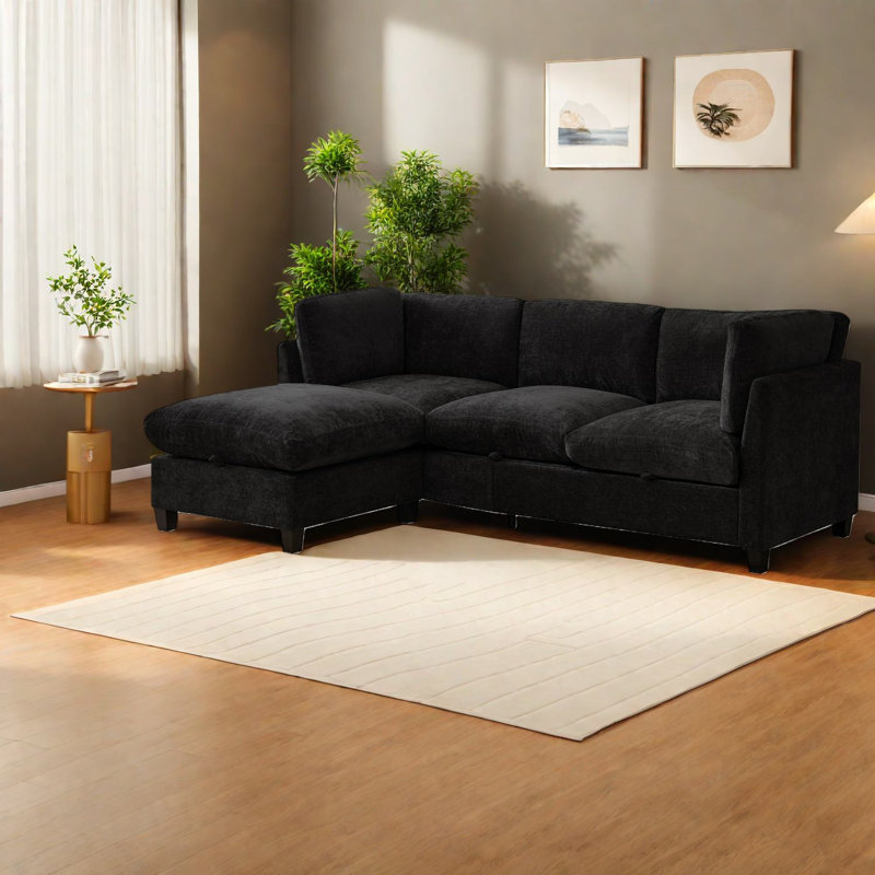 Modulaire spacieux et spacieux avec rangement, chenille de qualité supérieure, pour le salon