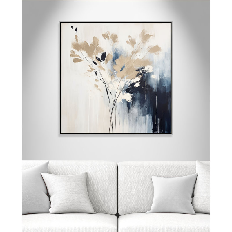«Bliue Earthly Neutralité II» par Irena Orlov, 37.5'' W x 37.5'' H, Toile avec cadre, Silver Floater