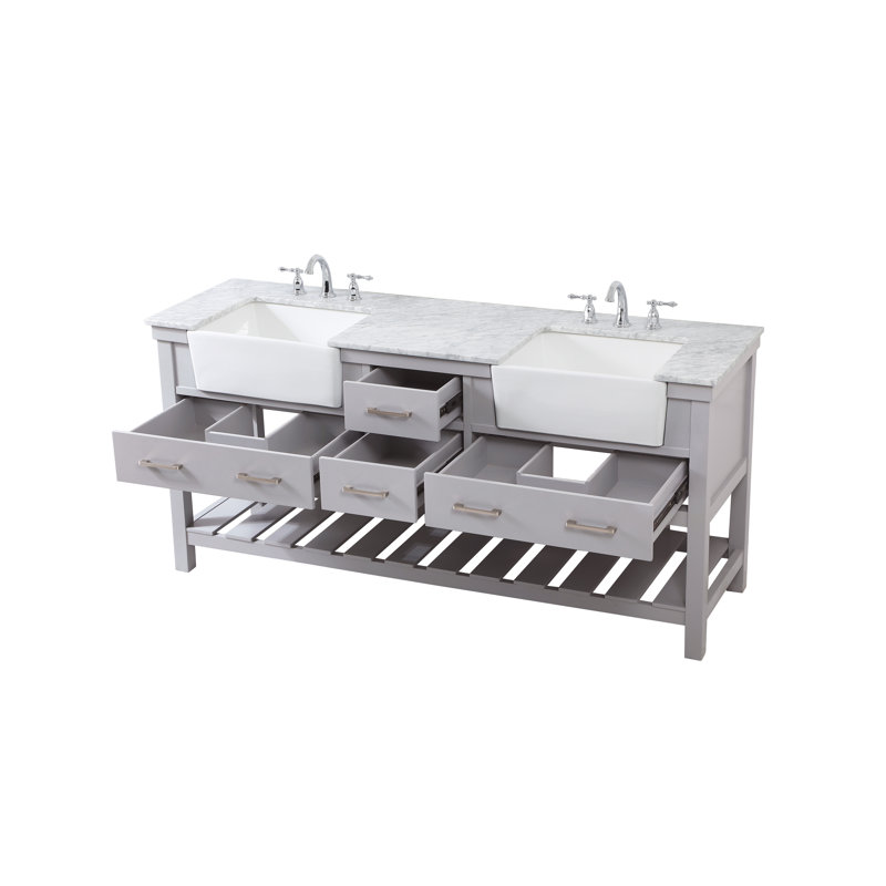 Meuble-lavabo double 72 po Pelaghia, gris