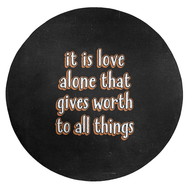 Tapis en polyester tableau noir style "love, Rond 5 pi