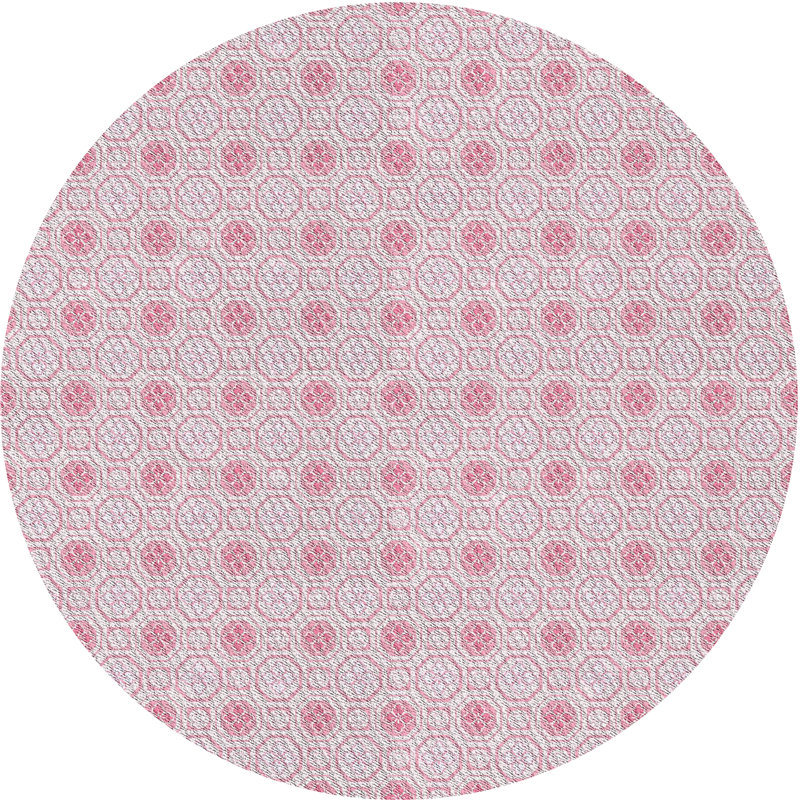 Tapis de zone rose à motif, Rond 8 pi