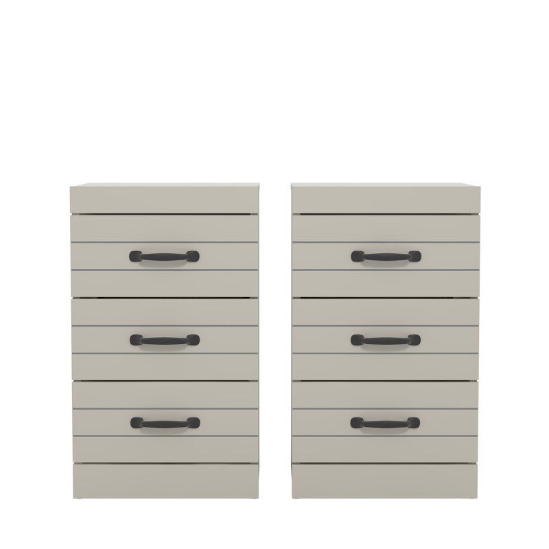 Allington 3 Drawer Bedside Sets of 2, Light Grey