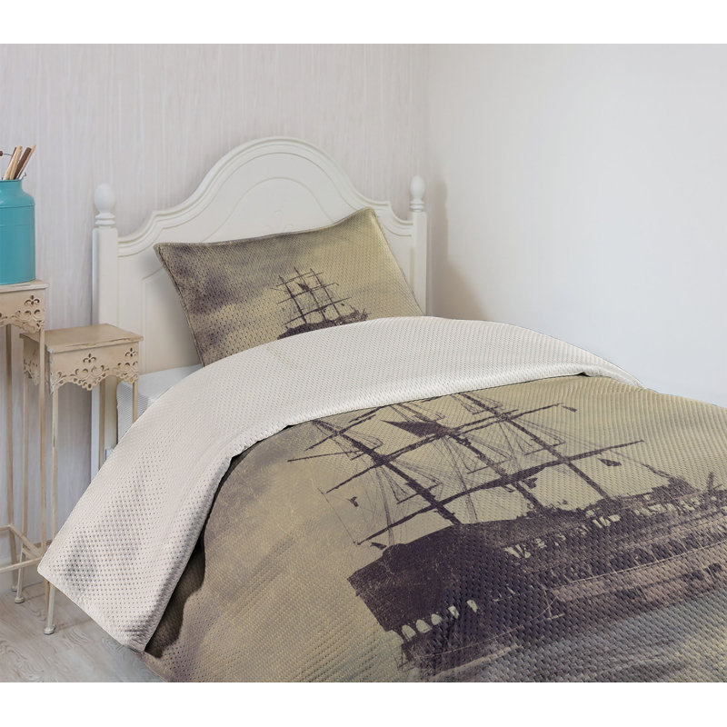 King Size Purple Microfiber Nautical Coverlet Set